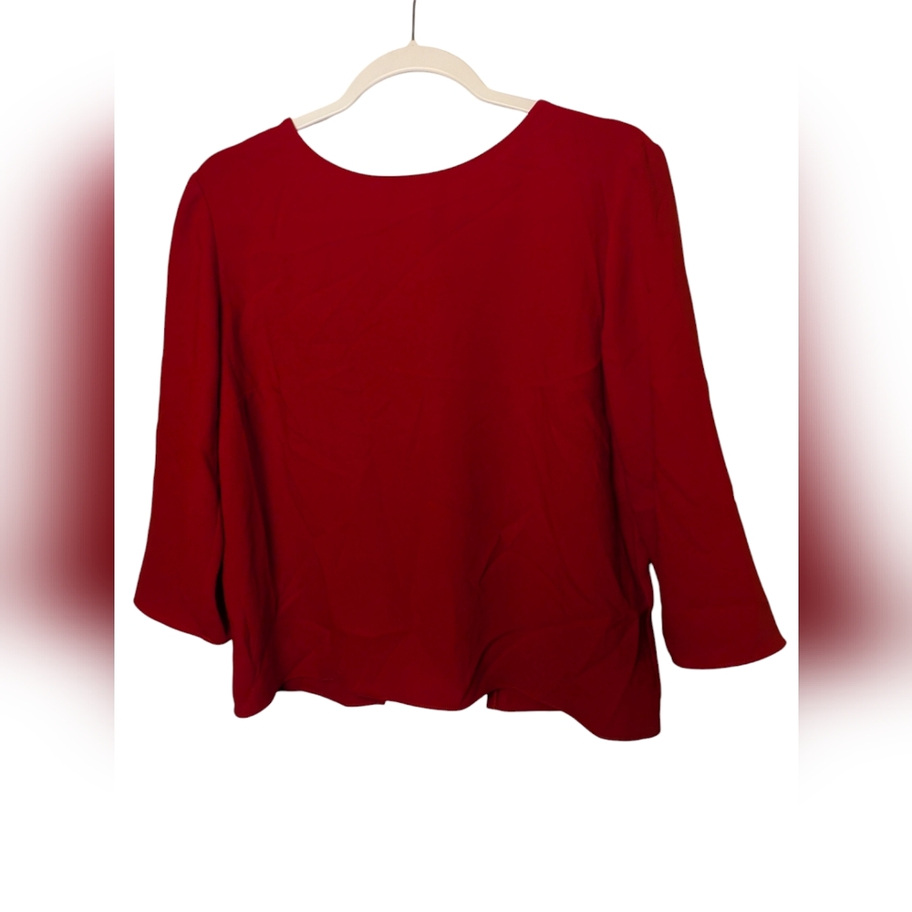 Amanda Uprichard Scarlet Red Blouse Gold Chain Detail Open Back Dina Size Medium